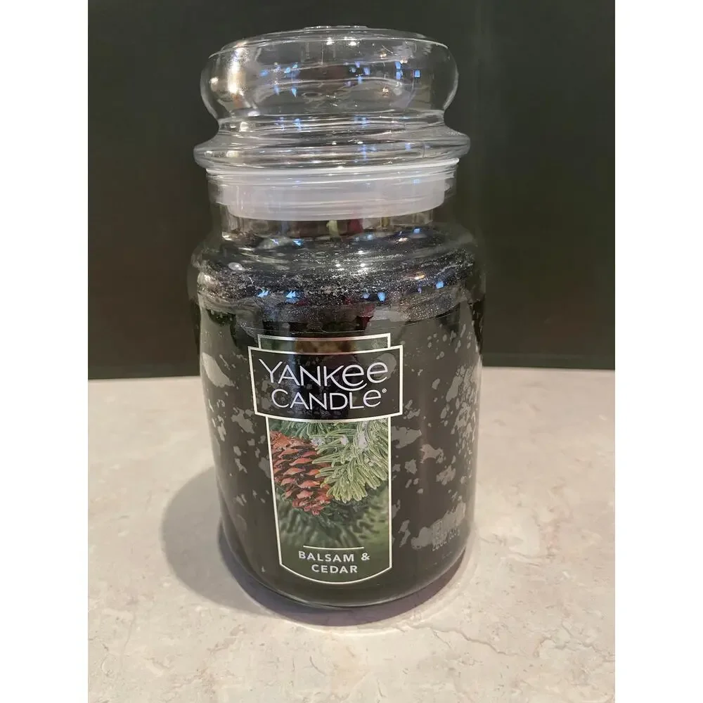 Yankee Candle 22Oz Large Glass Balsam & Cedar ~Green New